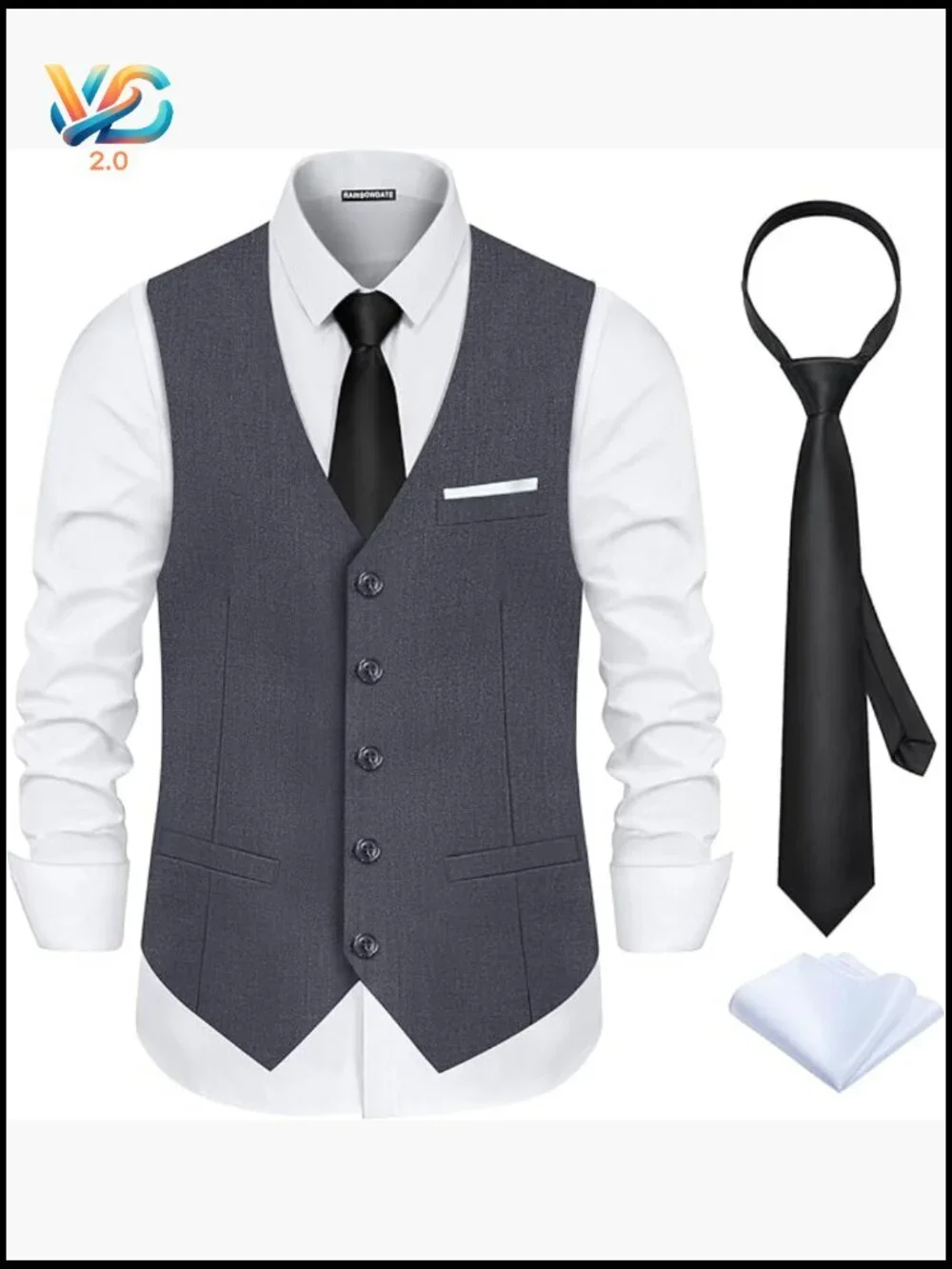 Slim Fit Men's Formal Vest 3-Piece Set with Satin Back